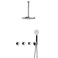 Hotbath Cobber - CB7067 - Inbouw Regendoucheset - Chroom - 2 Stopkranen - Thermostatisch - Plafondbuis 30 cm - Hoofddouche 300 mm - Ronde Handdouche 3 Standen - met M106 - Waterbesparend - V01 - thumbnail