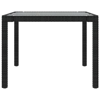 Tuintafel 190x90x75 cm gehard glas en poly rattan black