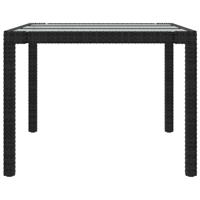 Tuintafel 190x90x75 cm gehard glas en poly rattan black - thumbnail