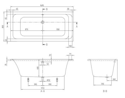 Villeroy & Boch Omnia Architectura bad acryl rechthoekig 170x80cm - wit uba178ara2v-01