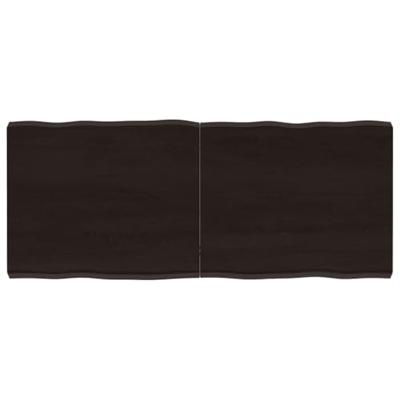Tafelblad natuurlijke rand 120x50x(2-6)cm eikenhout donkerbruin