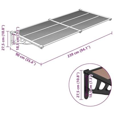 VidaXL Deurluifel 239x90 cm polycarbonaat zwart