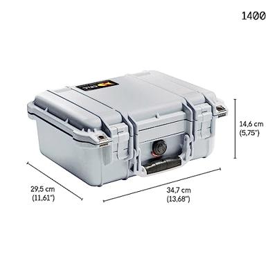 Peli 1400 SVF flightcase zilver met schuim 300x225x132 mm