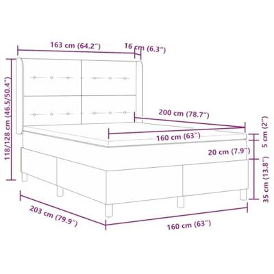 Boxspringbed met matras Lichtgrijs 160 x 200 cm Stof