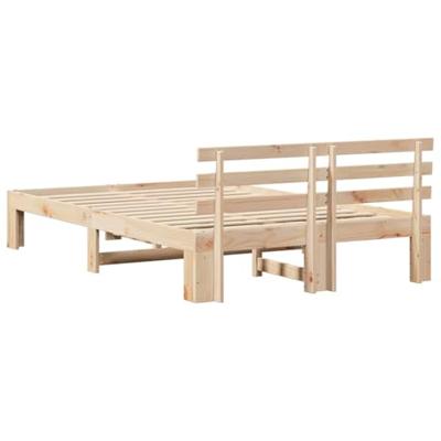 Bedframe met hoofdeinde Naturel 120 x 200 cm Massief grenenhout