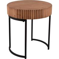 Ronde Bijzettafel Zwart Bruin - Metaal en Hout Design - thumbnail