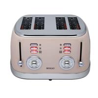 SOGO Human Technology Broodrooster voor 4 sneden Controlelampje, Toastfunctie Beige, Metallic - thumbnail
