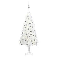 VidaXL Kunstkerstboom met verlichting en kerstballen 120 cm wit - thumbnail