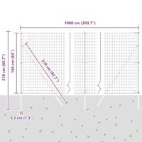 VidaXL Hek met paal grijs 1,6 x 10 m staal en pvc - thumbnail