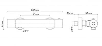 Douchekraan Xellanz Eco Cool Touch | Opbouw | Thermostaatkraan | 1-weg | hoh 15 cm | 2-knops | Rond | Zwart - thumbnail