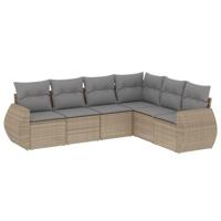 6-delige Loungeset met kussens poly rattan beige - thumbnail