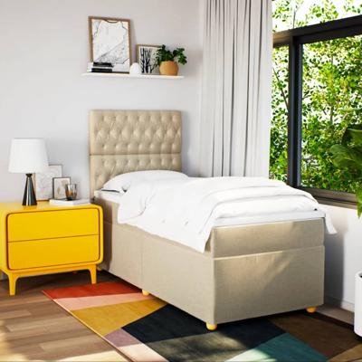 Boxspring met matras stof crèmekleurig 120x200 cm