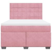 Boxspring met matras fluweel roze 140x200 cm - thumbnail