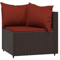 3-delige Loungeset met kussens poly rattan bruin - thumbnail