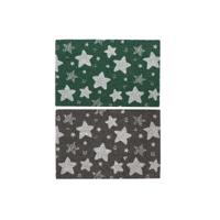 Deurmat DKD Home Decor Grijs Rubber Sterren Wit Groen 2 Stuks Kokosvezel (60 x 40 x 1,5 cm) - thumbnail