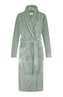 Ten Cate dames badjas Fleece - Minty Green Stipe - S - Groen - S - S - S - S - S - S - S - S - S