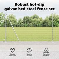 VidaXL Hek met paal zilver 1,6 x 10 m staal - thumbnail