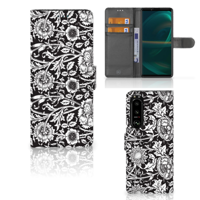 Sony Xperia 5III Hoesje Black Flowers Sony Xperia 5III Hoesje Black Flowers