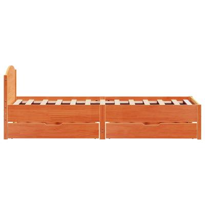 Bedframe zonder matras massief grenenhout wasbruin 120x190 cm