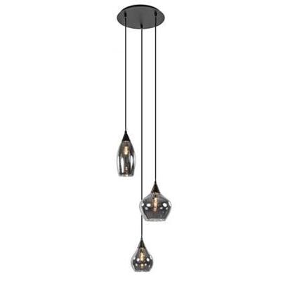 Highlight HanglampCambio zwart 3-lichts smoke glas - H5857.01