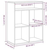 Boekenkast 66x31x80 cm bewerkt hout zwart - thumbnail