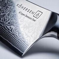 Cleaver Kohersen Elegance Ebony Wood Damascus stalen hakmes 16,5 cm - thumbnail