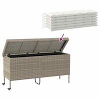 Tuinbox met wielen 160x55x75 cm poly rattan lichtgrijs - thumbnail