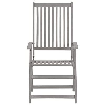 Tuinstoelen 2 st verstelbaar massief acaciahout grijs - thumbnail