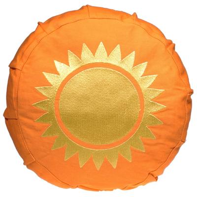 Yogi & Yogini Meditatiekussen Katoen Rond Oranje - Zon - 23 x 8 cm