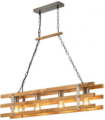Trio Hanglamp Khan L 100 Cm Hout - Mat Chroom