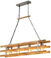 Trio Hanglamp Khan L 100 Cm Hout - Mat Chroom - thumbnail