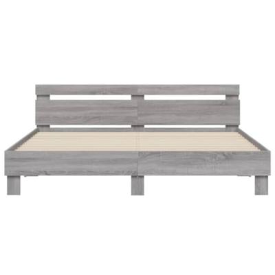 Bedframe met hoofdeinde en LED grijs sonoma eiken 200x200 cm