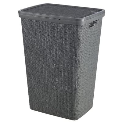 Curver Jute Wasmand met deksel 58L - 2 stuks - Donkergrijs