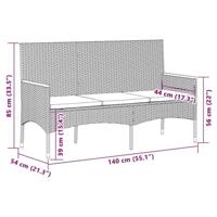 Tuinbank 3-zits met kussens poly rattan zwart - thumbnail