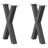 Eettafelpoten 2 st X-vormig 60x(72-73) cm staal antraciet - thumbnail