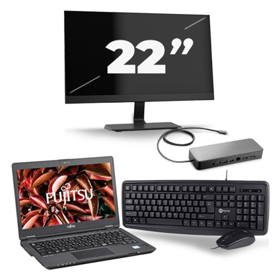 Fujitsu LifeBook U729 - Intel Core i5-8e Generatie - 12 inch - 16GB RAM - 256GB SSD - Windows 11 + 1x 22 inch Monitor