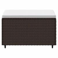 Voetensteun met kussen poly rattan bruin - thumbnail