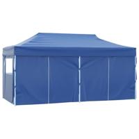 Partytent met 4 zijwanden inklapbaar 3x6 m staal blauw - thumbnail
