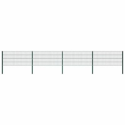 Schuttingpaneel met palen ijzer 694,5x80 cm groen