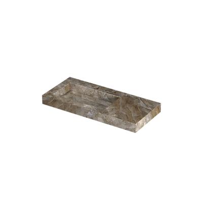 INK Pitch Wastafel keramische slab links met drain en front en side skirts 1 kraangat 100x45x9 Earth glossy