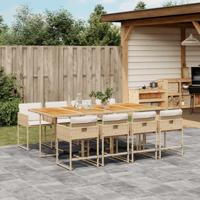 9-delige Tuinset met kussens poly rattan beige - thumbnail