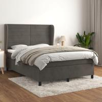 Boxspring met matras fluweel donkergrijs 140x190 cm - thumbnail