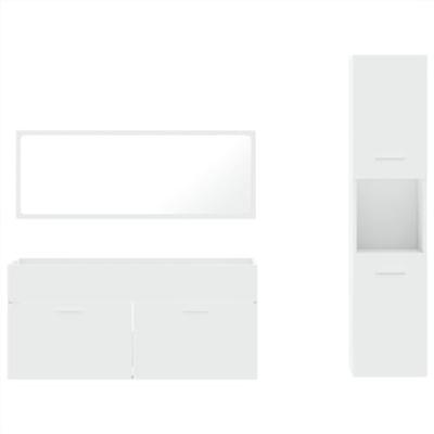 3-delige Badkamermeubelset bewerkt hout wit