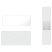 3-delige Badkamermeubelset bewerkt hout wit - thumbnail