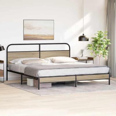 Bedframe zonder matras metaal gerookt eikenkleurig 193x203 cm