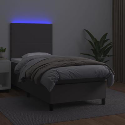 Boxspring met matras en LED kunstleer grijs 80x200 cm