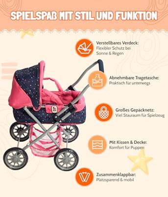 Kleine Poppenwagen Smarty - Confetti Pink Kleine Poppenwagen Smarty - Confetti Pink