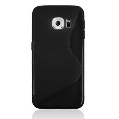 Samsung Galaxy S6 Edge / G925 anti-slip S-vormig Frosted structuur TPU back cover Hoesje (zwart)