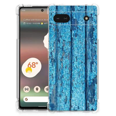 Google Pixel 6A Stevig Telefoonhoesje Wood Blue Google Pixel 6A Stevig Telefoonhoesje Wood Blue
