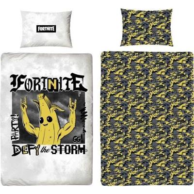 Omkeerbaar beddengoedset - FORTNITE - Banaan - Microvezel - 1 dekbedovertrek 140 x 200 cm + 1 kussensloop 63 x 63 cm